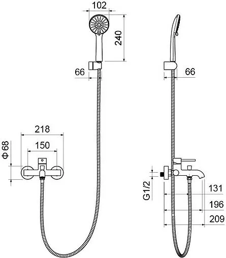 Смеситель для ванны Aquatek Европа чёрный матовый AQ1349MB