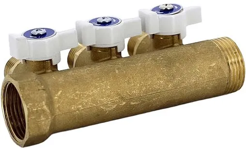 Коллектор запорный проходной 3 отвода 1&quot;в/н x ½&quot;н Uni-fitt 424G4230