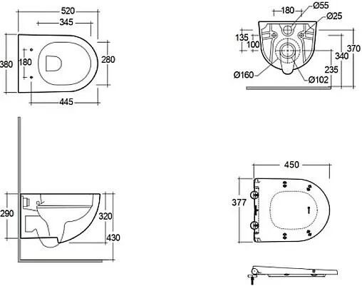 Унитаз подвесной безободковый Kludi Resa D белый 24WCSET43