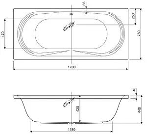 Ванна акриловая Cezares Amalfi 170x75, 2