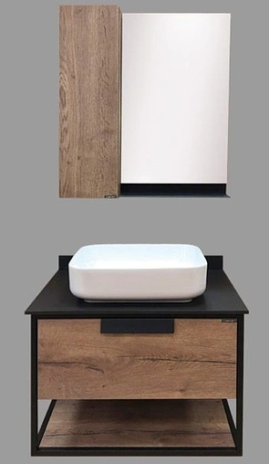 Тумба-умывальник подвесная Comforty Кёльн 75 дуб тёмный/чёрный 00004149065CF Тумба-умывальник подвесная Comforty Кёльн 75 дуб тёмный/чёрный 00004149065CF