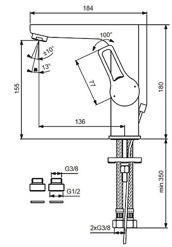 Смеситель для раковины Vidima Hype хром BA408AA