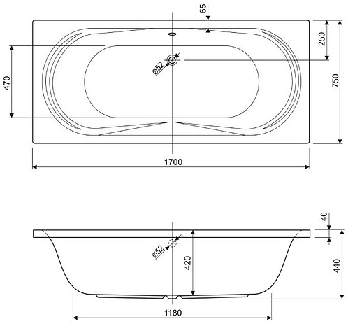 Ванна акриловая Cezares Amalfi 170x75