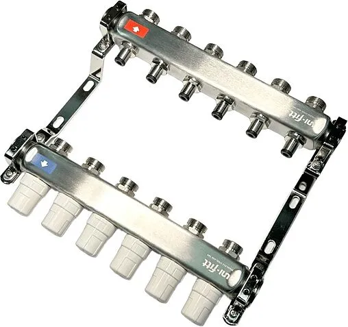 Группа коллекторная без расходомеров 6 отводов 1&quot;в/в x ¾&quot;ек Uni-fitt OPTIMAL 451B4306.RU