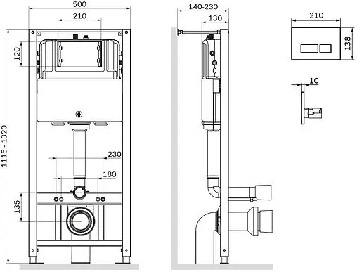 Инсталляция для подвесного унитаза Set 4 в 1 Am.Pm Pro I012704.7038 с кнопкой черный матовый