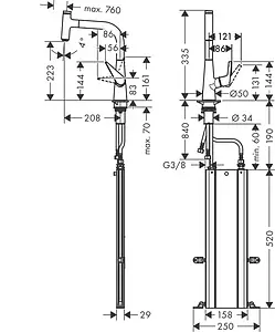 Смеситель для кухни с выдвижным изливом Hansgrohe Talis Select M51 220 1jet sBox хром 73852000, 2