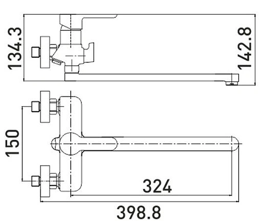 Смеситель для ванны с длинным изливом Gross Aqua Loft хром 7121298C-35F