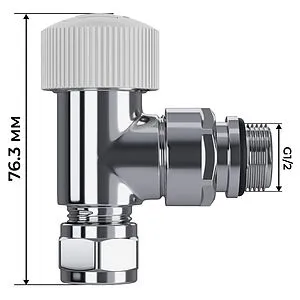 Комплект вентилей терморегулирующих угловых 15x1.0 x ½"н Royal Thermo Design Pro хром RATVXU11215CH Комплект вентилей терморегулирующих угловых 15x1.0 x ½"н Royal Thermo Design Pro хром RATVXU11215CH, 4