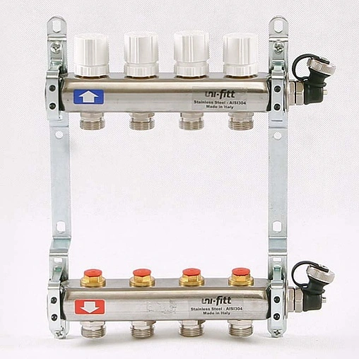 Группа коллекторная распределительная 4 отвода 1&quot;в/в x ¾&quot;ек Uni-fitt 451I4304