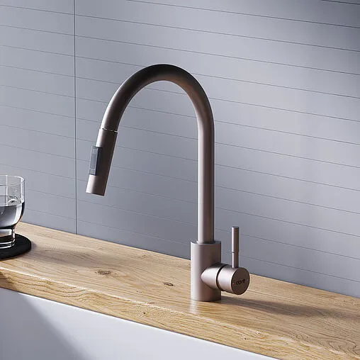 Смеситель для кухни с выдвижным изливом Dorff Logic сатин D3007511