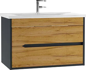 Тумба-умывальник подвесной Домино Karat 80 дуб вотан/антрацит DK3202T+4627173210119, 1