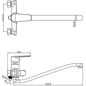 Смеситель для ванны с длинным изливом Swedbe Mars хром 1755 Смеситель для ванны с длинным изливом Swedbe Mars хром 1755, 2