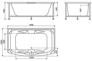 Ванна акриловая BelBagno 189x109 BB105-190-110 Ванна акриловая BelBagno 189x109 BB105-190-110, 2