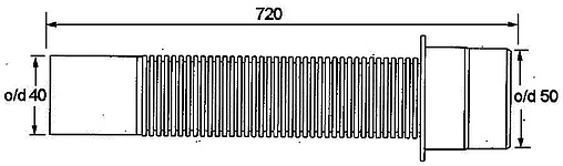 Слив гофрированный Mc Alpine 40x50мм L=720мм MRF2