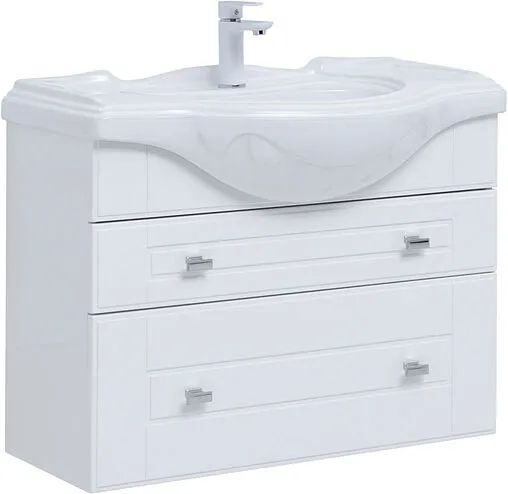 Тумба-умывальник подвесная Aquanet Рондо 85 белый глянец 00304289+00183871