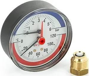 Термоманометр аксиальный Uni-Fitt 80мм 10 бар 120°С ½" 310P3442 Термоманометр аксиальный Uni-Fitt 80мм 10 бар 120°С ½" 310P3442, 2