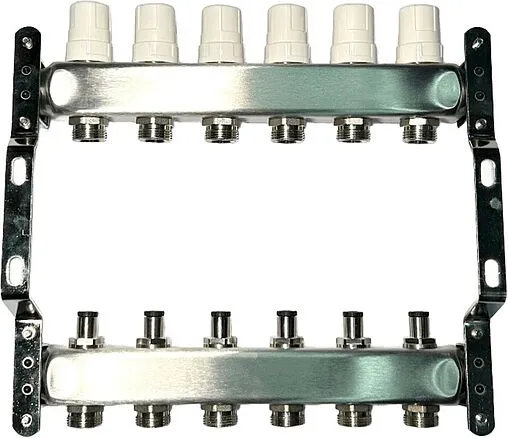 Группа коллекторная без расходомеров 6 отводов 1&quot;в/в x ¾&quot;ек Uni-fitt OPTIMAL 451B4306.RU