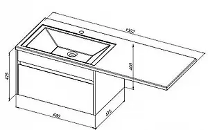 Тумба-умывальник подвесная над стиральной машиной Aquanet Токио 130 R белый 00236916+00235502 Тумба-умывальник подвесная над стиральной машиной Aquanet Токио 130 R белый 00236916+00235502, 2