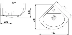 Раковина Santeri Радиан 48 белый 1.3130.9.S00.10B.0 Раковина Santeri Радиан 48 белый 1.3130.9.S00.10B.0, 2