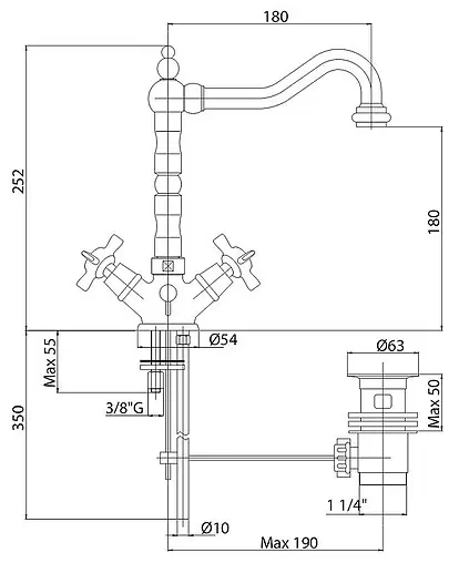 Смеситель для раковины Cezares Lord бронза LORD-LS2-02