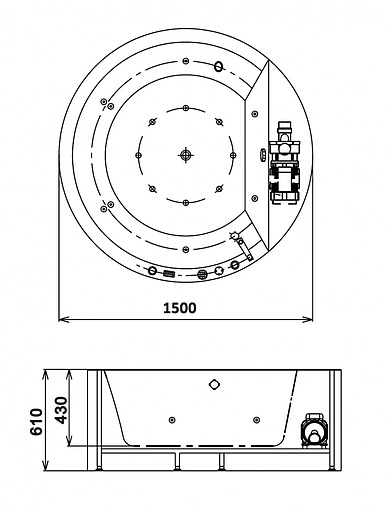Ванна акриловая отдельностоящая Gemy 150x150 G9230 K