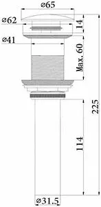 Выпуск автоматический для раковины без перелива Comforty светло-серый DK-01 MH Выпуск автоматический для раковины без перелива Comforty светло-серый DK-01 MH, 2
