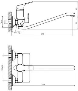 Смеситель для ванны с длинным изливом Rossinka хром RS29-34 Смеситель для ванны с длинным изливом Rossinka хром RS29-34, 2