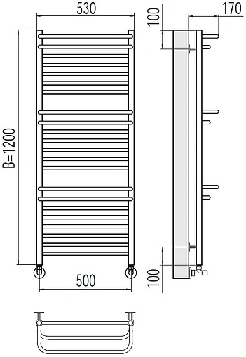 Полотенцесушитель водяной лесенка Terminus Орион П22 500х1200 полированная сталь 4670078529763