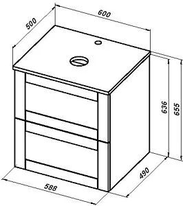 Тумба-умывальник подвесная Aquanet Терра 60 белый матовый 00313232+, 5