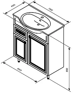 Тумба-умывальник напольная Damixa Palace One 75 белый M41-FSX0753WG-WCC075, 2