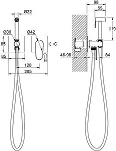 Гигиенический душ со смесителем Aquatek Оберон чёрный матовый AQ1220MB, 2