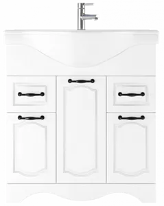 Тумба-умывальник напольная Домино Rich 80 белое дерево DR6003T+4620008198941, 4