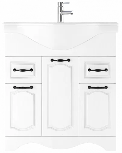 Тумба-умывальник напольная Домино Rich 80 белое дерево DR6003T+4620008198941