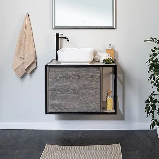 Тумба-умывальник подвесная Aquanet Nova Lite LOFT 75 L дуб рошелье 00261654+