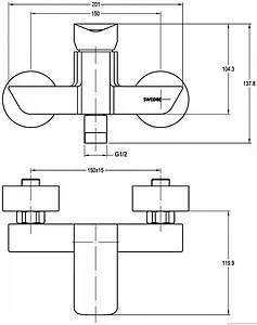 Смеситель для душа Swedbe Iris хром 2220 Смеситель для душа Swedbe Iris хром 2220, 2