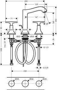 Смеситель для раковины Hansgrohe Metropol Classic 160 хром 31307000, 2