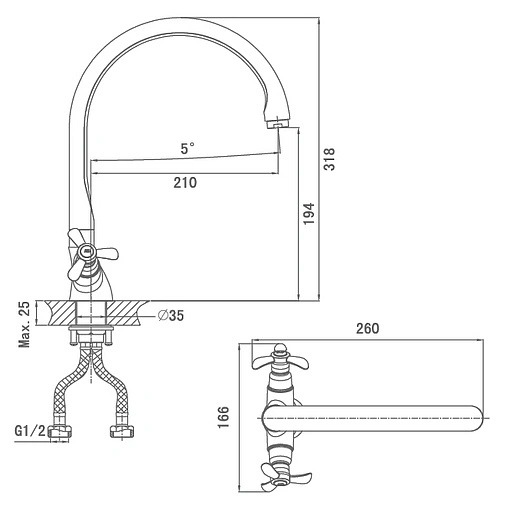 Смеситель для кухни D&amp;K Documenta Hessen хром DA1212401