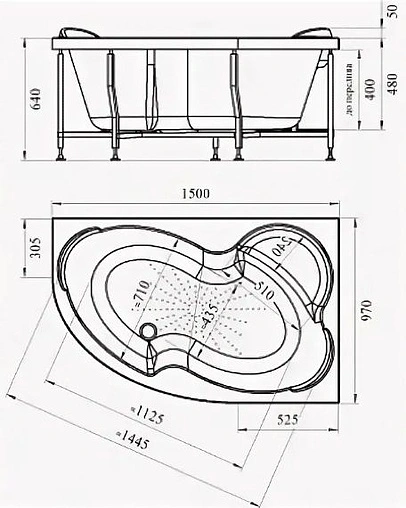 Ванна акриловая Radomir Ирма 160х105 R 2-01-0-2-1-229