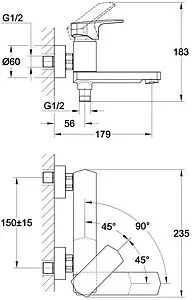 Смеситель для ванны Cersanit Wisla хром 63056 Смеситель для ванны Cersanit Wisla хром 63056, 2