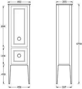 Шкаф-пенал напольный Kerama Marazzi Plaza Classic Neo 45.8 орех PL.CN.175\NUT.M, 2