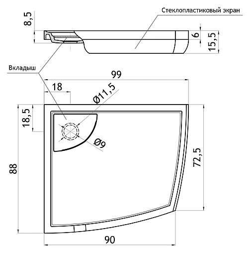 Поддон для душа Aquanet Delta 180597