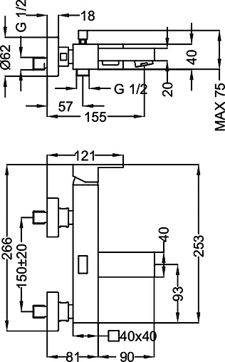 Смеситель для ванны Cezares Molveno хром MOLVENO-VM-01-Cr