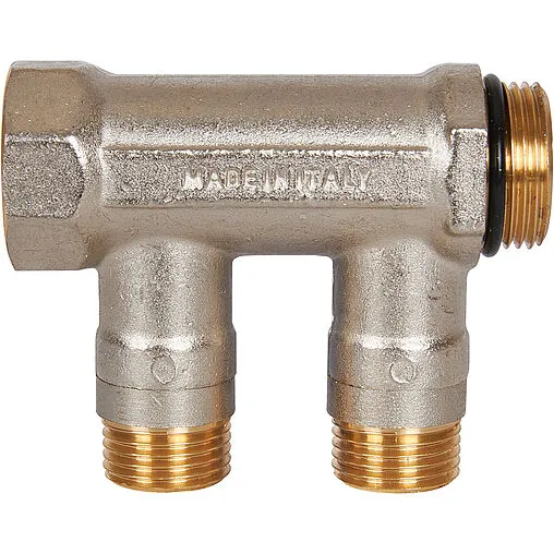 Коллектор запорный проходной 2 отвода синий ¾"в/н x ½"н Stout SMB 6211 341202