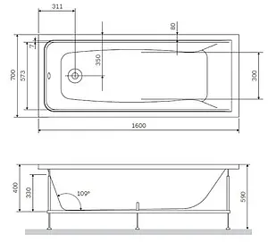 Ванна акриловая Am.Pm Gem 160x70 W90A-160-070W-A Ванна акриловая Am.Pm Gem 160x70 W90A-160-070W-A, 2