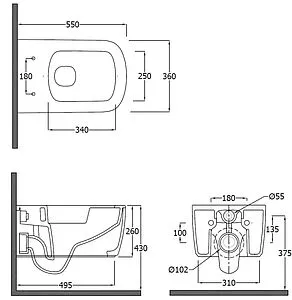 Унитаз подвесной безободковый Kludi Resa S черный матовый 27WCSET39 Унитаз подвесной безободковый Kludi Resa S черный матовый 27WCSET39, 2
