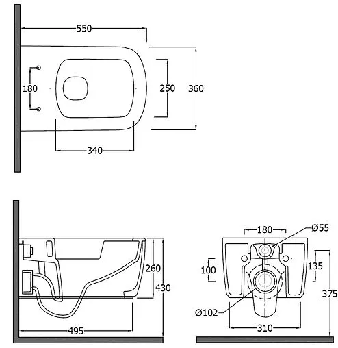 Унитаз подвесной безободковый Kludi Resa S черный матовый 27WCSET39