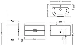 Тумба-умывальник подвесная Kerama Marazzi Canaletto 80 белый CN.80+BG.wb.80 Тумба-умывальник подвесная Kerama Marazzi Canaletto 80 белый CN.80+BG.wb.80, 2