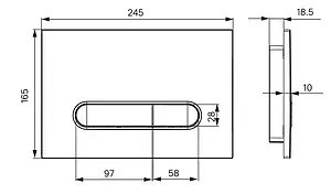Клавиша смыва для унитаза IDDIS Unifix UNI01WBi77 кнопки/черный, рамка/белый, 2