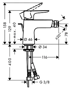 Смеситель для биде Hansgrohe Talis E хром 71720000, 2