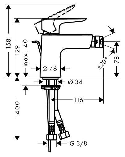 Смеситель для биде Hansgrohe Talis E хром 71720000 Смеситель для биде Hansgrohe Talis E хром 71720000